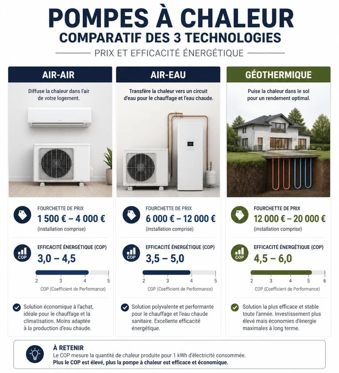 Comparatif des prix et performances des pompes à chaleur pour maison 150m2