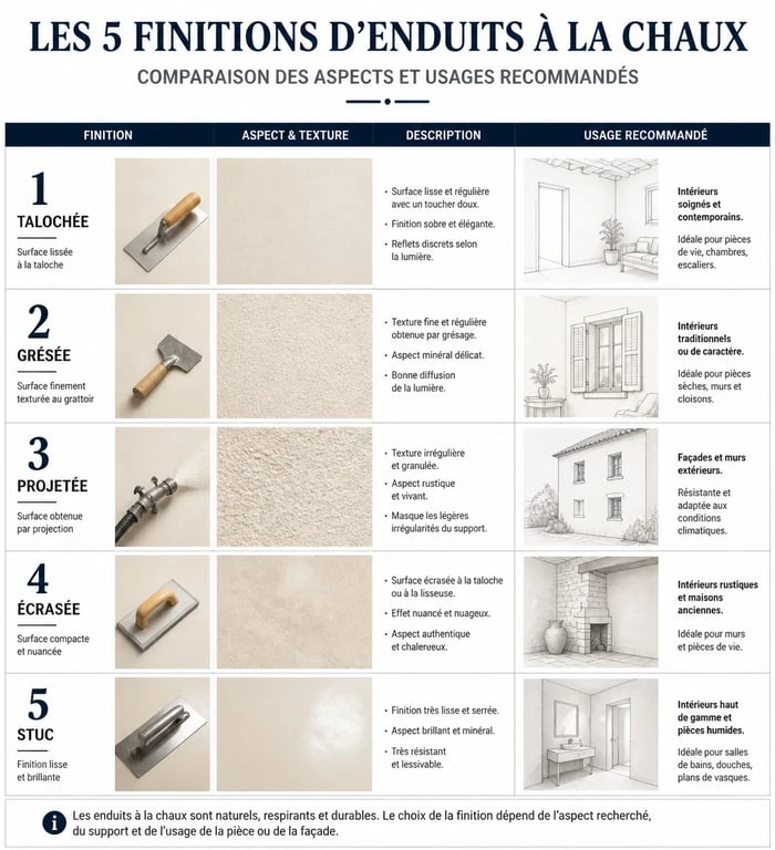 Comparatif des 5 finitions d'enduits à la chaux pour façades parisiennes