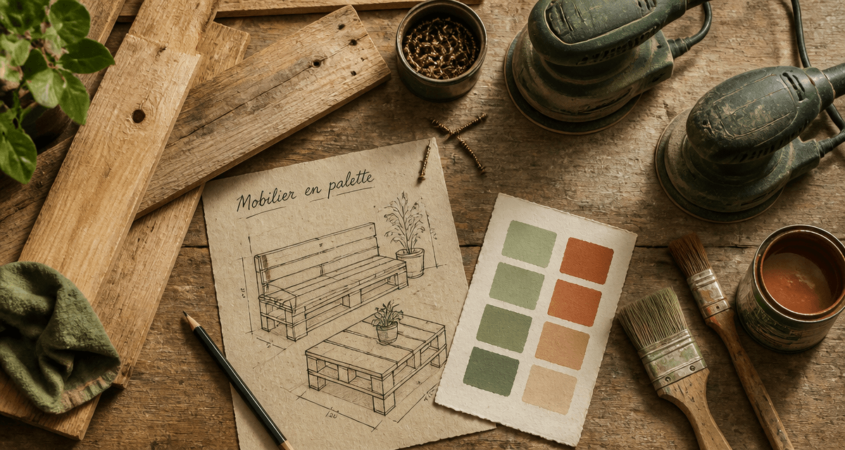fabriquer meuble palette outils bois croquis