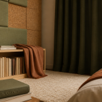 isolation phonique mur chambre sans travaux avec panneaux acoustiques et rideau