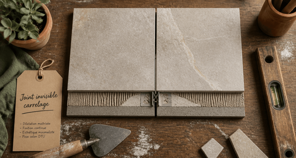 joint de dilatation carrelage invisible sur carrelage grand format