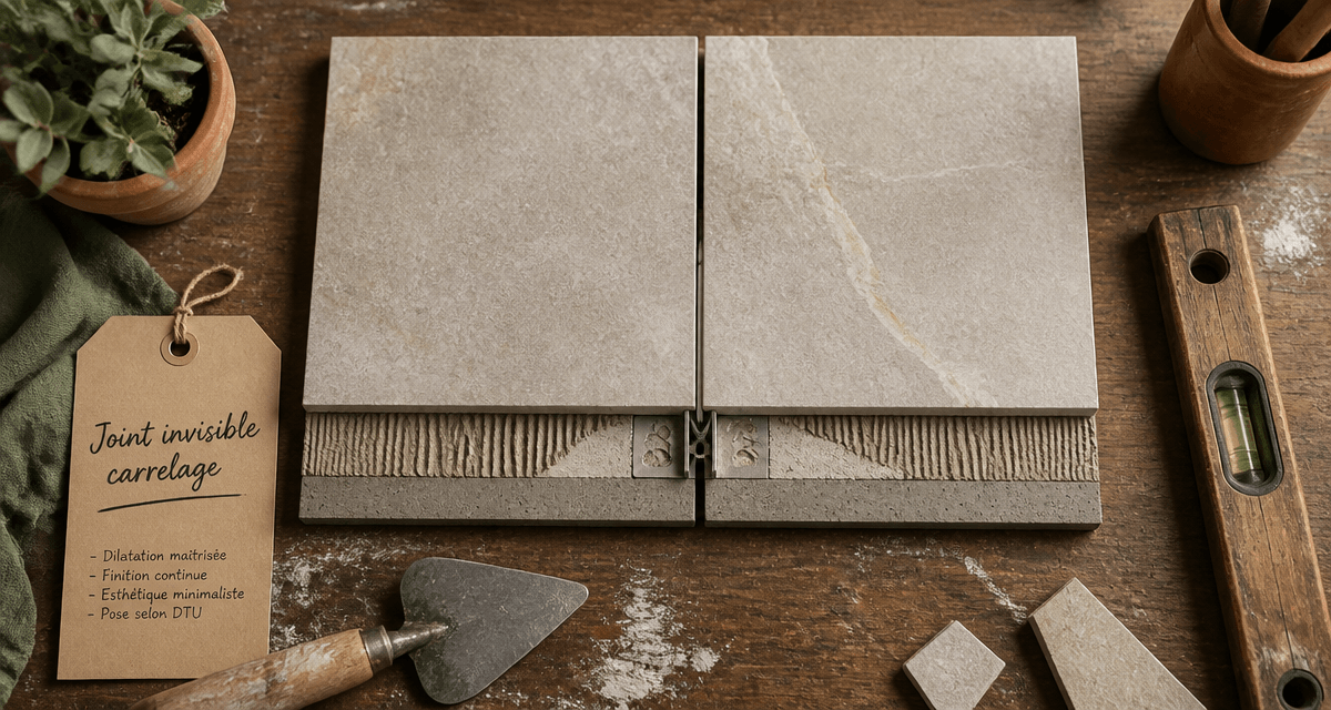 joint de dilatation carrelage invisible sur carrelage grand format