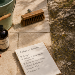 nettoyer dalle de terrasse avant après avec outils naturels