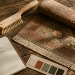 ou faire nettoyer un tapis avec brosse et détergent sur table