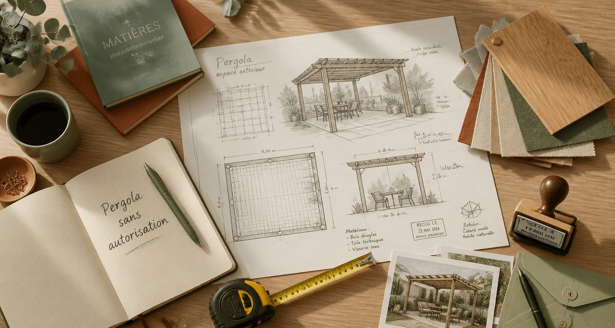 plans pergola démontable sans autorisation sur bureau architecte