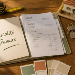 Travaux déductibles impôts résidence principale 2024, dossier fiscal et outils sur table