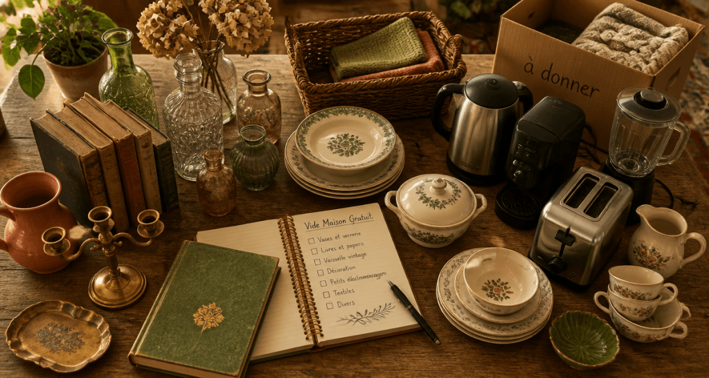 vide maison gratuit table objets triés