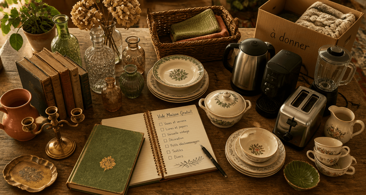 vide maison gratuit table objets triés