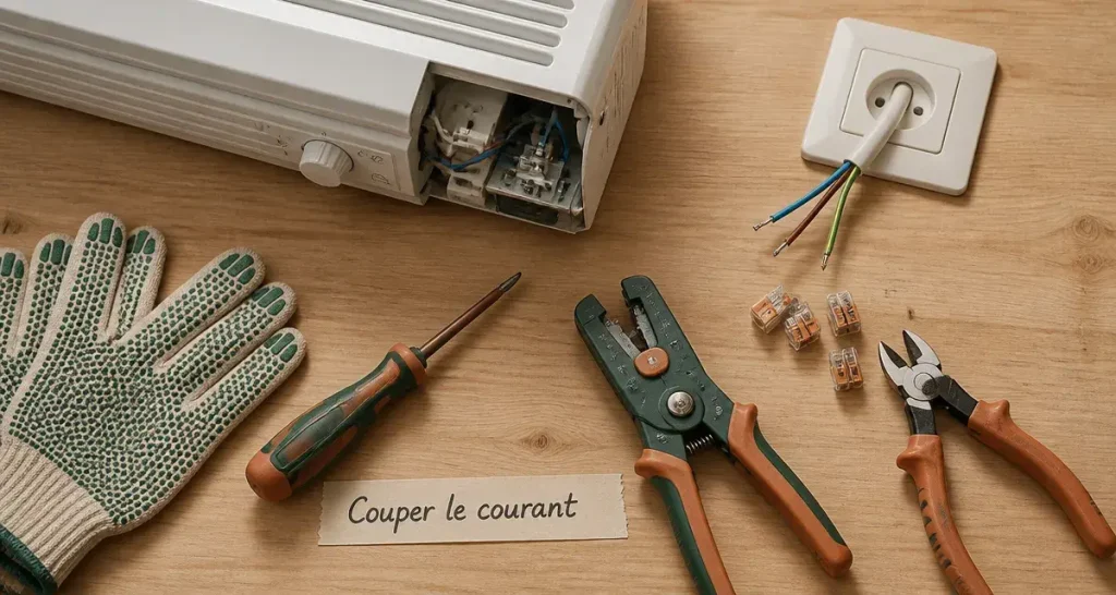 Comment brancher un radiateur électrique : câblage et connecteurs Wago près d’une sortie murale