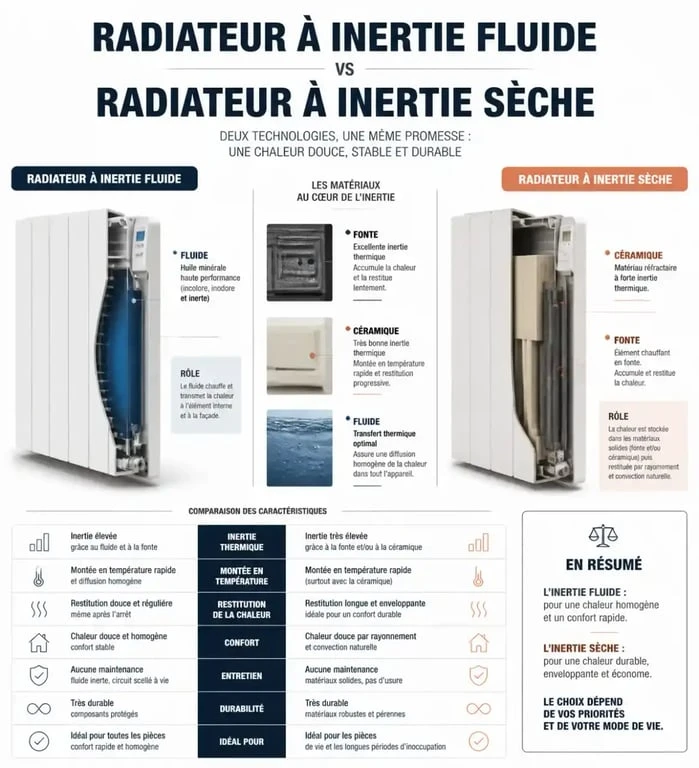 Comparatif des technologies de radiateur à inertie : fluide vs sèche
