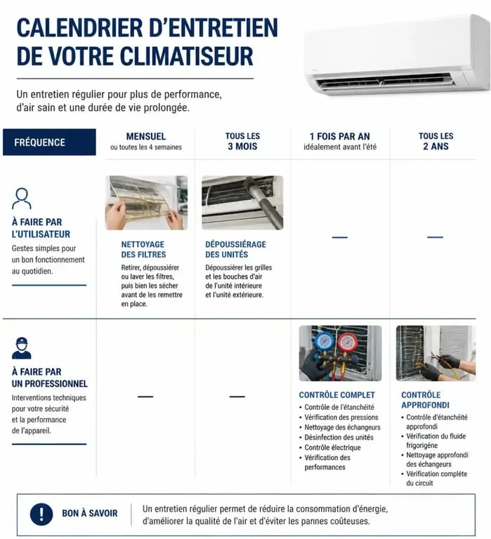 Calendrier et étapes de l'entretien climatiseur : gestes simples et maintenance professionnelle