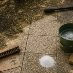 Nettoyer des dalles gravillonnées noircies : brosse, eau et bicarbonate pour décaper sans abîmer