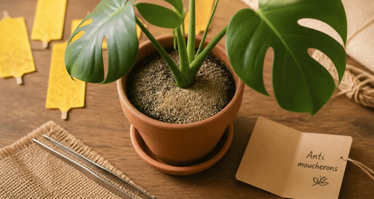 Produit anti moucheron plantes, pièges jaunes et nématodes pour plantes.