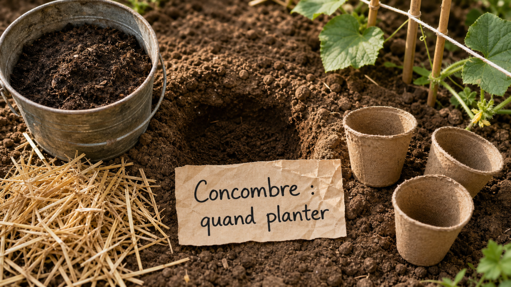 Quand planter concombre : poquet de plantation et paillage