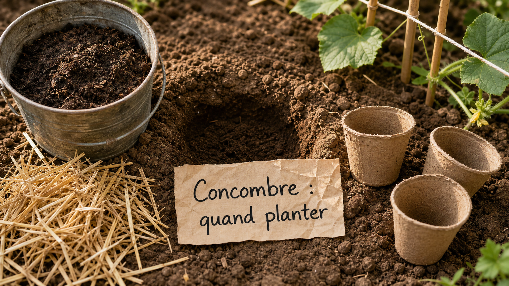 Quand planter concombre : poquet de plantation et paillage