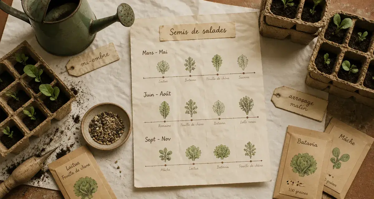 Quand planter des salades : calendrier des semis pour réussir vos salades