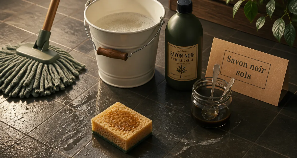 Savon noir nettoyage sol pour dégraisser et nourrir sans rinçage