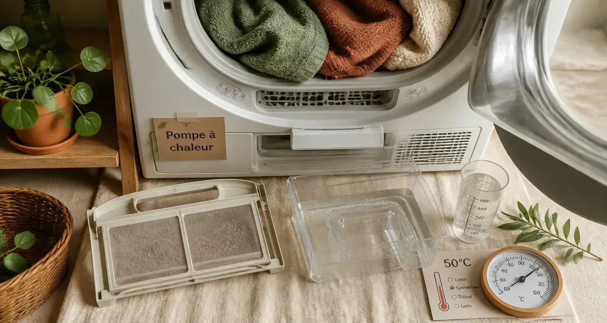 Sèche-linge pompe à chaleur : linge à 50°C, filtre et eau de condensation (seche linge pompe a chaleur c'est quoi)
