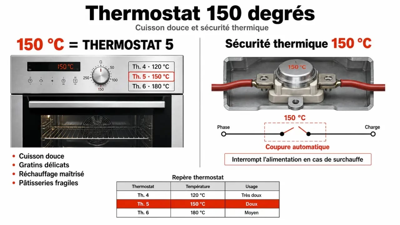 Thermostat 150 degrés : réglage de four à 150°C et thermostat de sécurité thermique