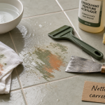 Nettoyer peinture sur carrelage sans rayer, éponge et raclette