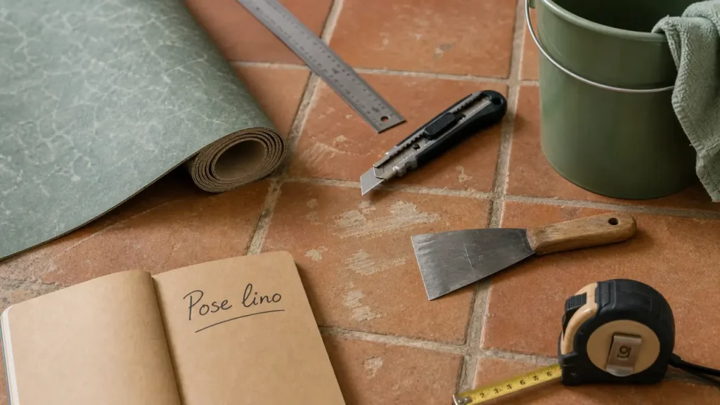 Poser du lino sur carrelage : préparation, ragréage et pose sans cloques en 48h