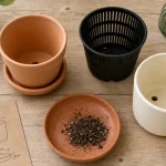 Pot de fleurs : trois pots avec drainage et tailles