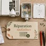 Réparation radiateur électrique : thermostat et fil pilote, boîtier ouvert