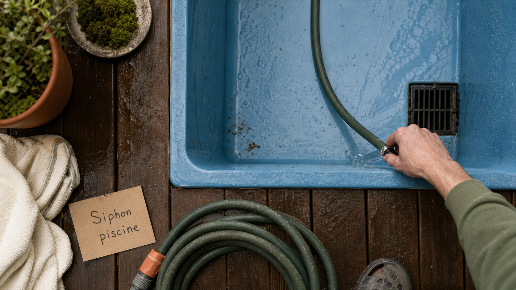 Vider une piscine avec un tuyau : amorçage du siphon sur un bassin