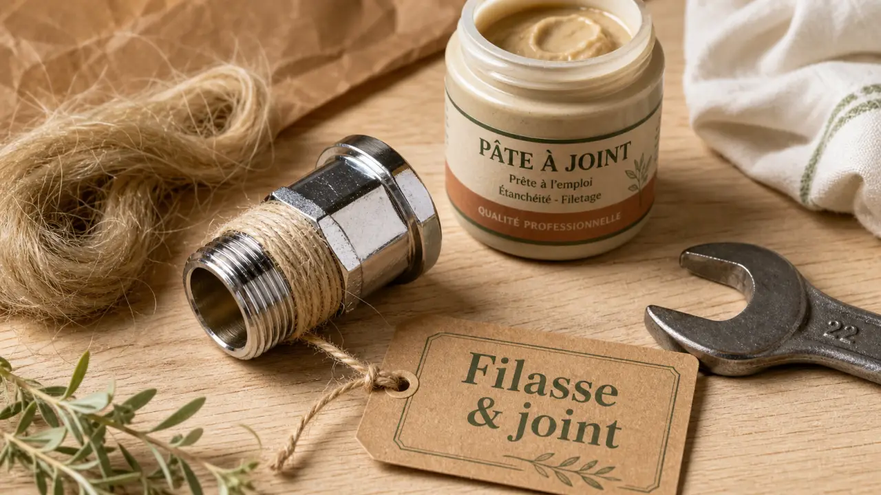 Filasse plomberie enroulée dans le bon sens pour éviter les fuites