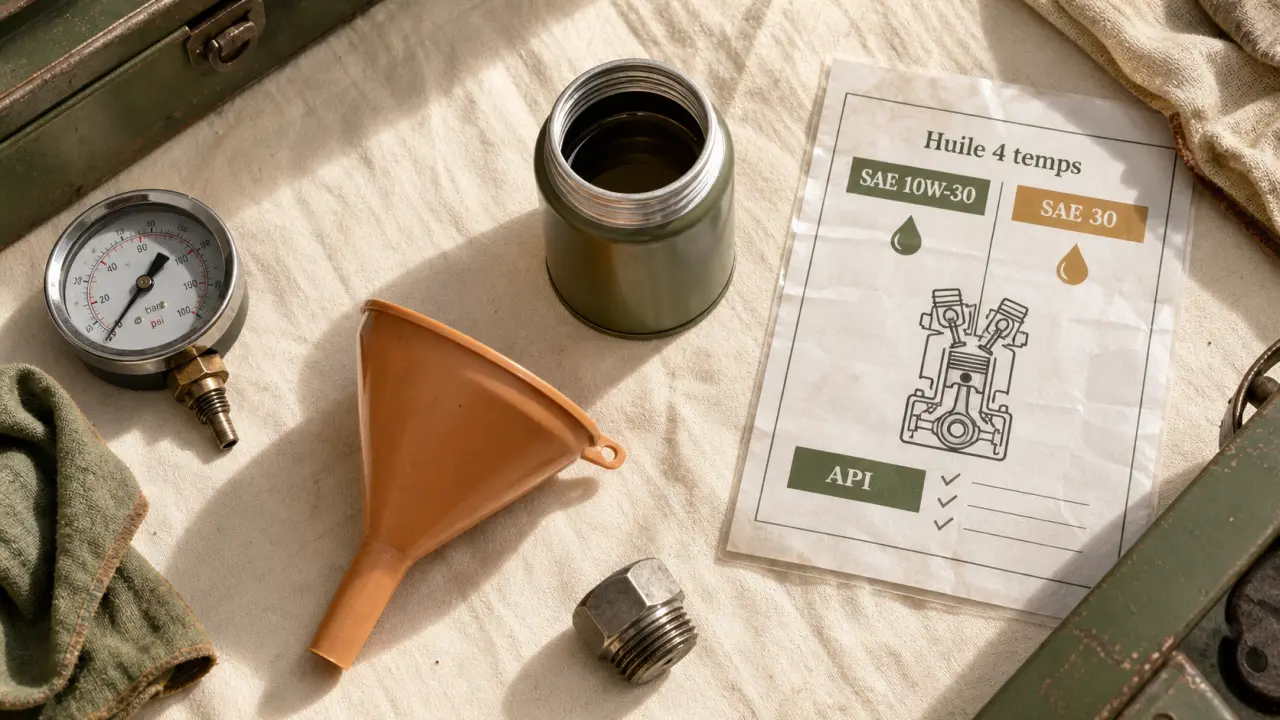 Huile tracteur tondeuse SAE 10W-30/SAE 30 : jauge et fiche technique
