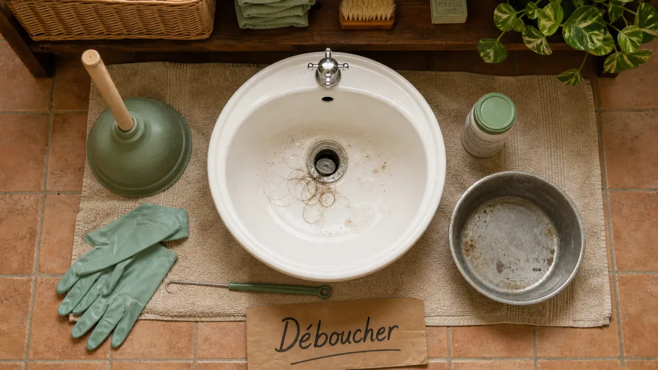 Lavabo bouché que faire : ventouse, siphon et furet pour déboucher