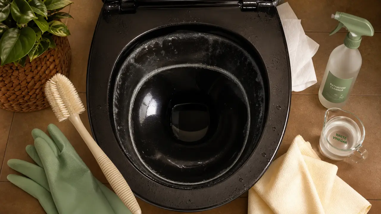 Nettoyer des toilettes noires, enlever le calcaire et les traces blanches sur céramique noire.