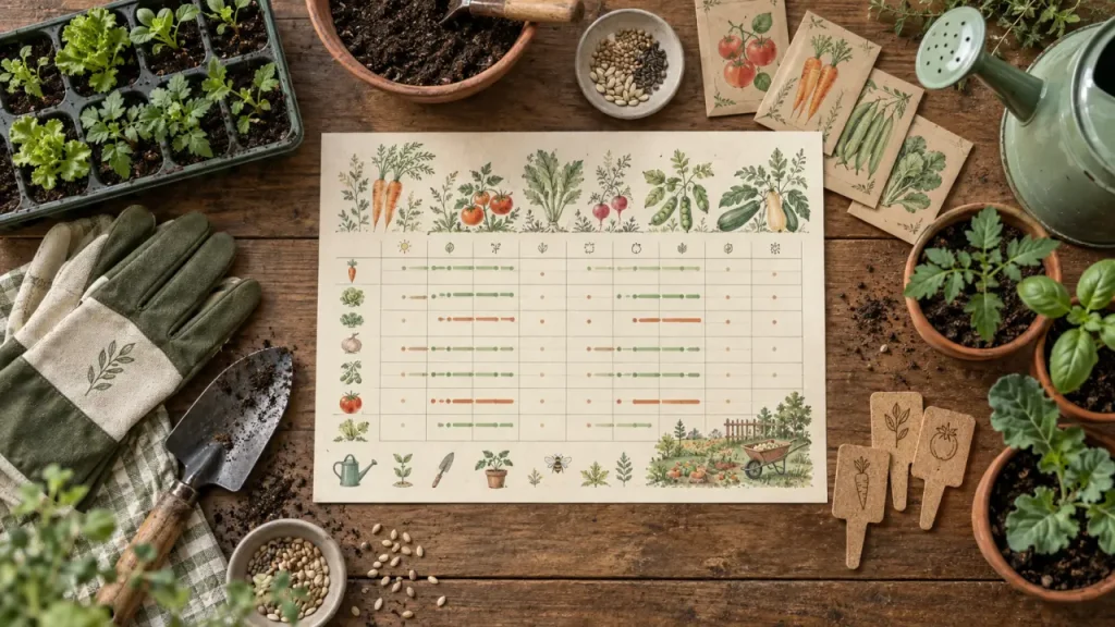 Calendrier du potager : 12 mois pour semer, planter et récolter sans brûler les étapes