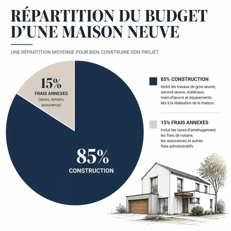 Répartition du budget total pour le prix maison neuve m2