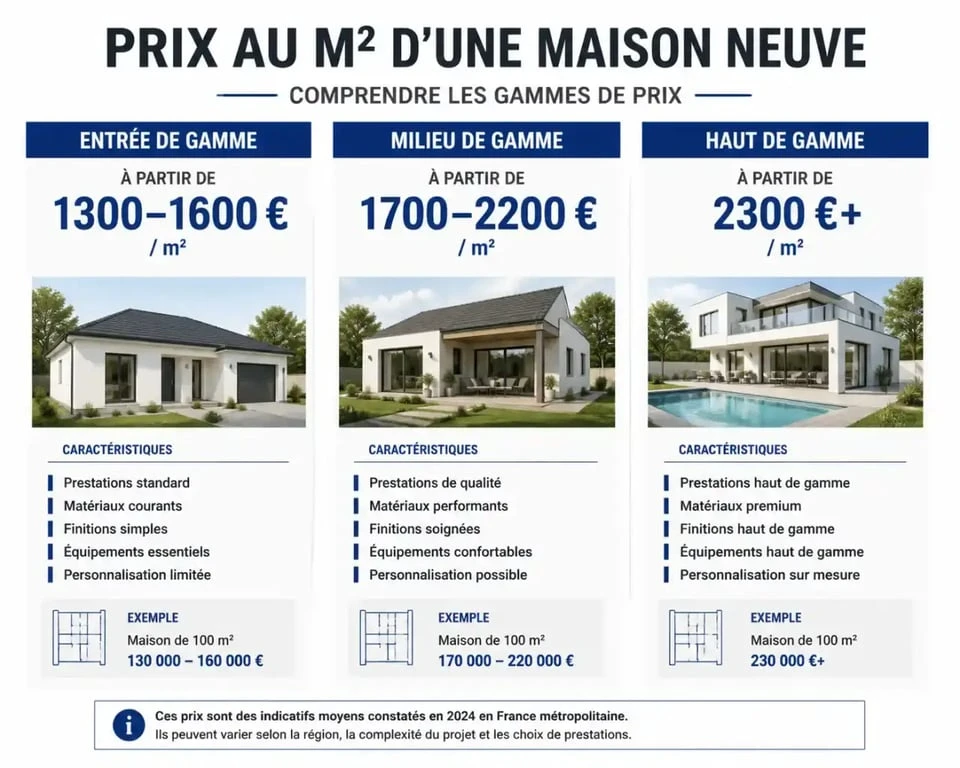 Répartition du prix maison neuve m2 par gamme de construction