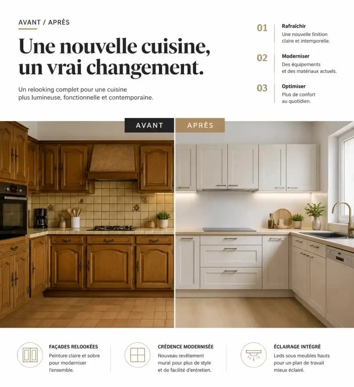 Rénover une cuisine en bois : avant et après d’une cuisine rustique modernisée
