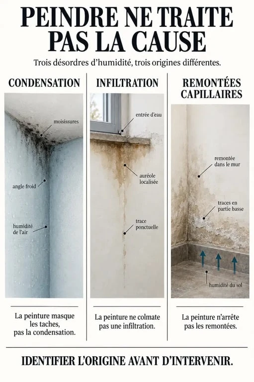 Diagnostic des causes d’un mur humide avant l’application d’une peinture