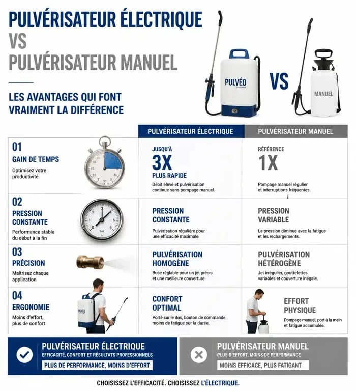 Comparatif des avantages du pulvérisateur électrique vs manuel