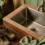 Évier pour buanderie en inox à cuve profonde