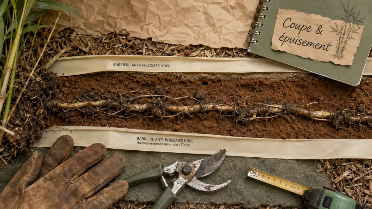 Herbicide bambou : rhizomes et barrière anti-rhizomes en jardin