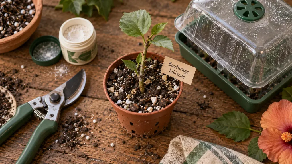Bouture d’hibiscus extérieur : 4 à 8 semaines pour obtenir des racines sans pourriture