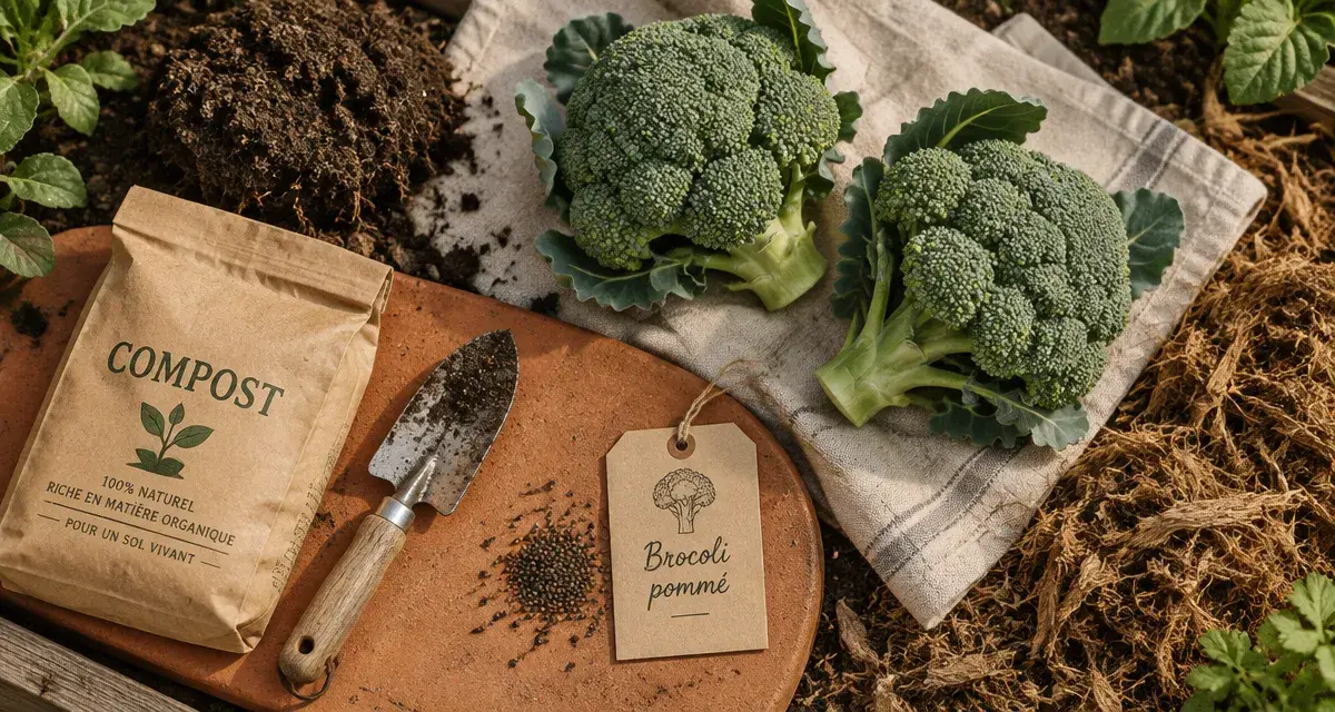 Brocoli potager : têtes serrées avant ouverture des fleurs