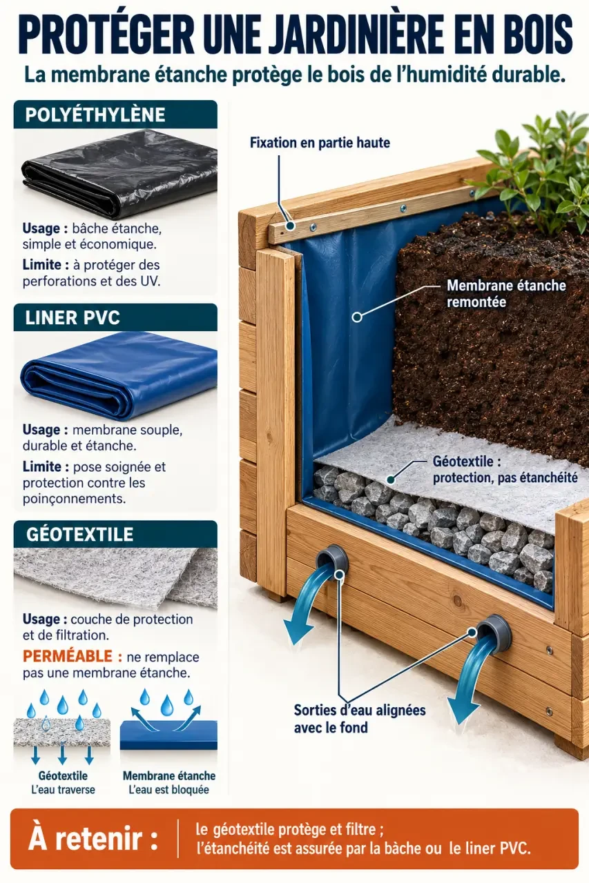 Bâche jardinière : comparaison du polyéthylène, du liner PVC et du géotextile avec drainage