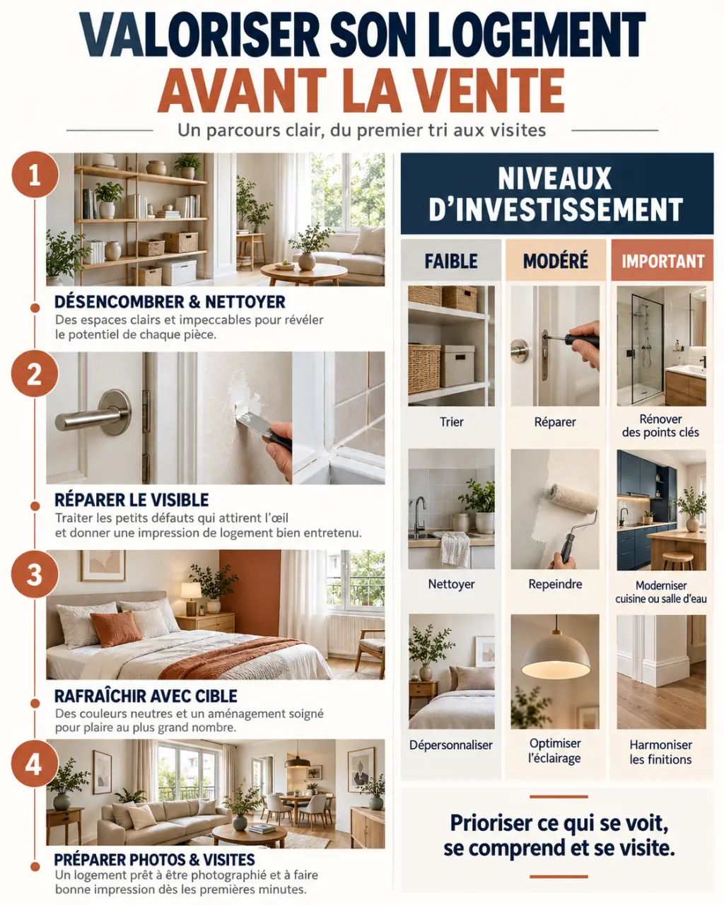 Valoriser son intérieur avant de mettre son bien en vente : étapes et niveaux d’investissement